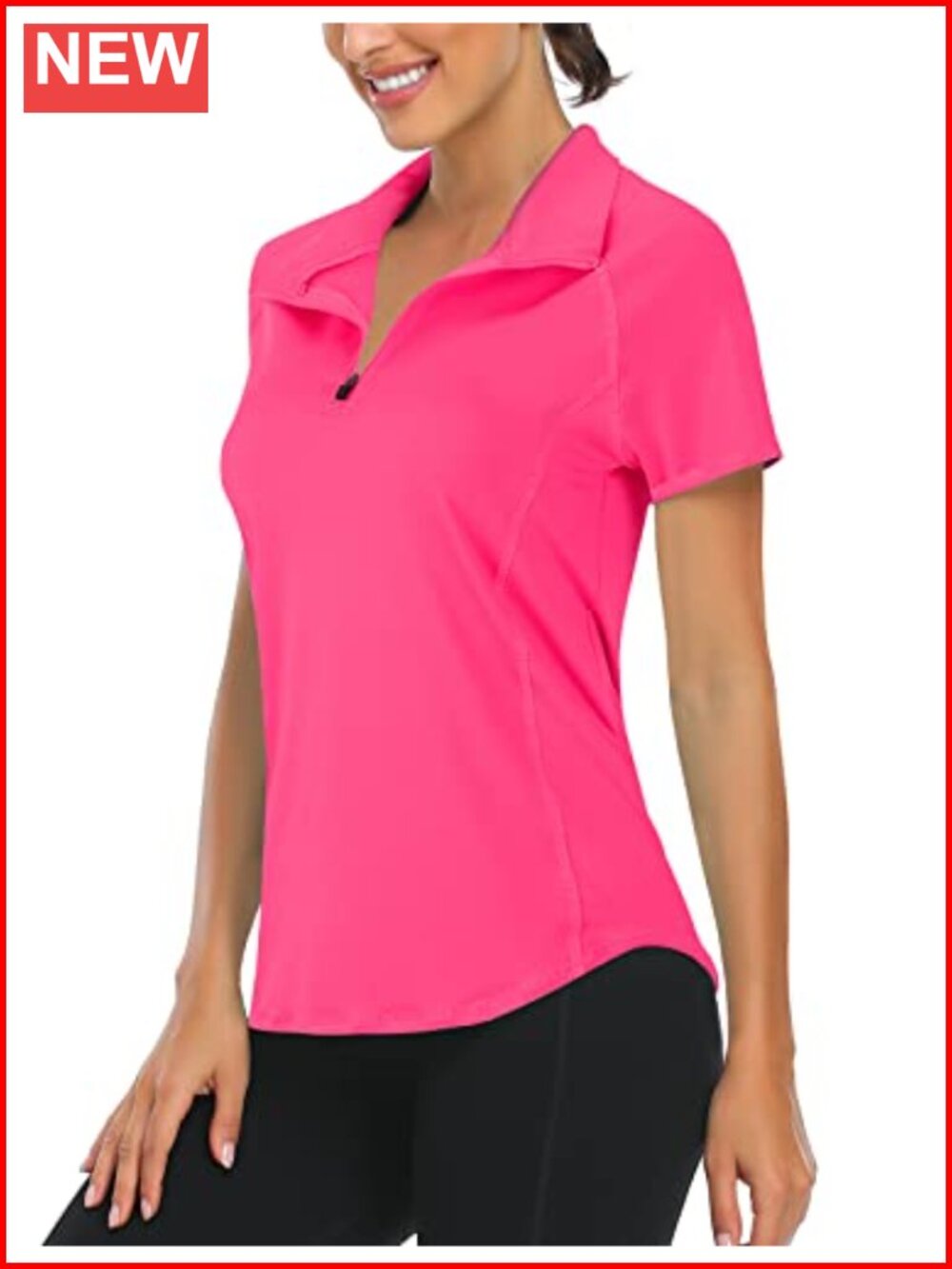 LURANEE Women's Golf Polo Short Sleeve Quarter Zip UPF 50+ Moisture Wicking